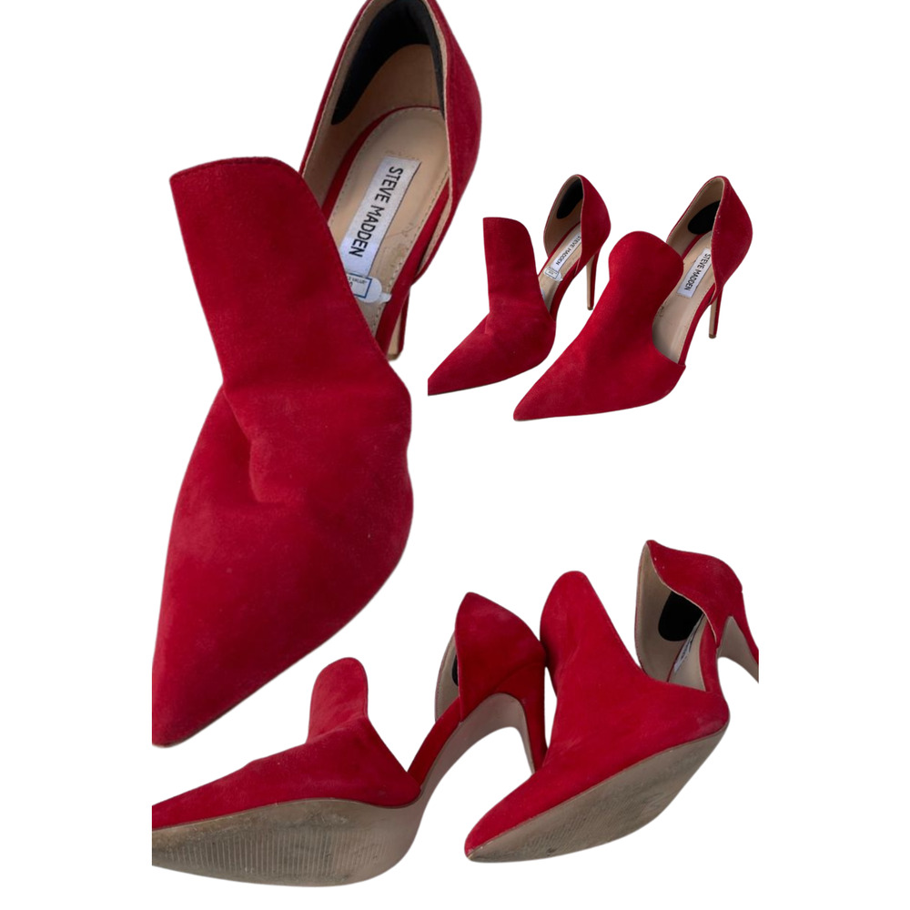 Steve Madden Red Suede Pointed-Toe Stiletto Pumps